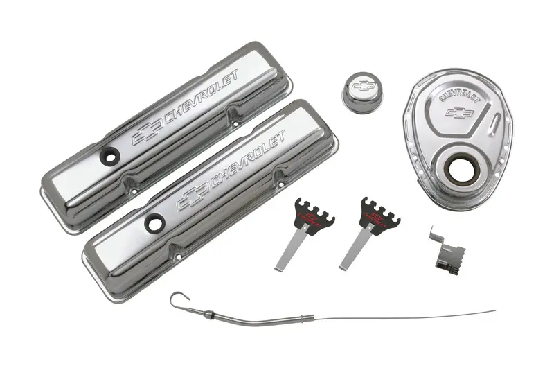 Chevrolet Performance Chrome Engine Dress-Up Kit With Stamped Bowtie Logo (Small-Block Compatible) 1