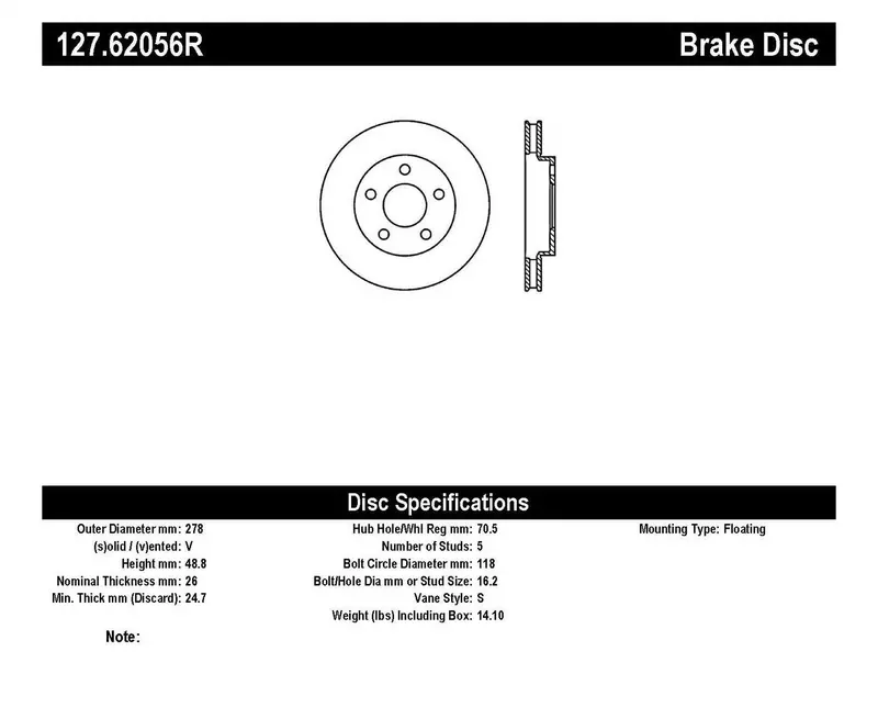 Stoptech 127.62056R Front Right Drilled/Slotted Sport Brake Rotor 1