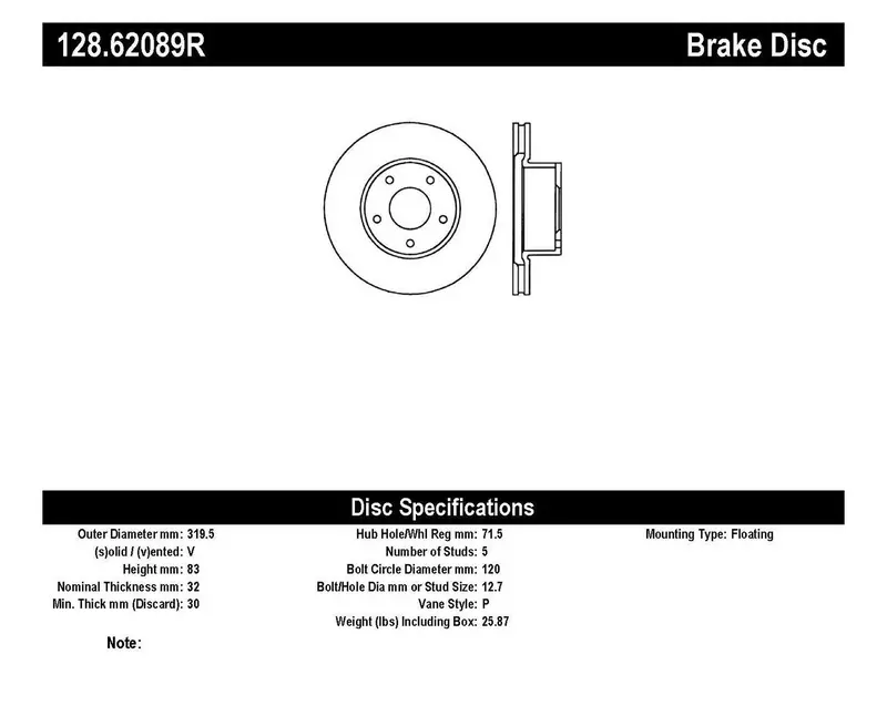 Stoptech 128.62089R Sport Series Cross-Drilled Front Right Brake Rotor – Precision-Machined For Performance 1