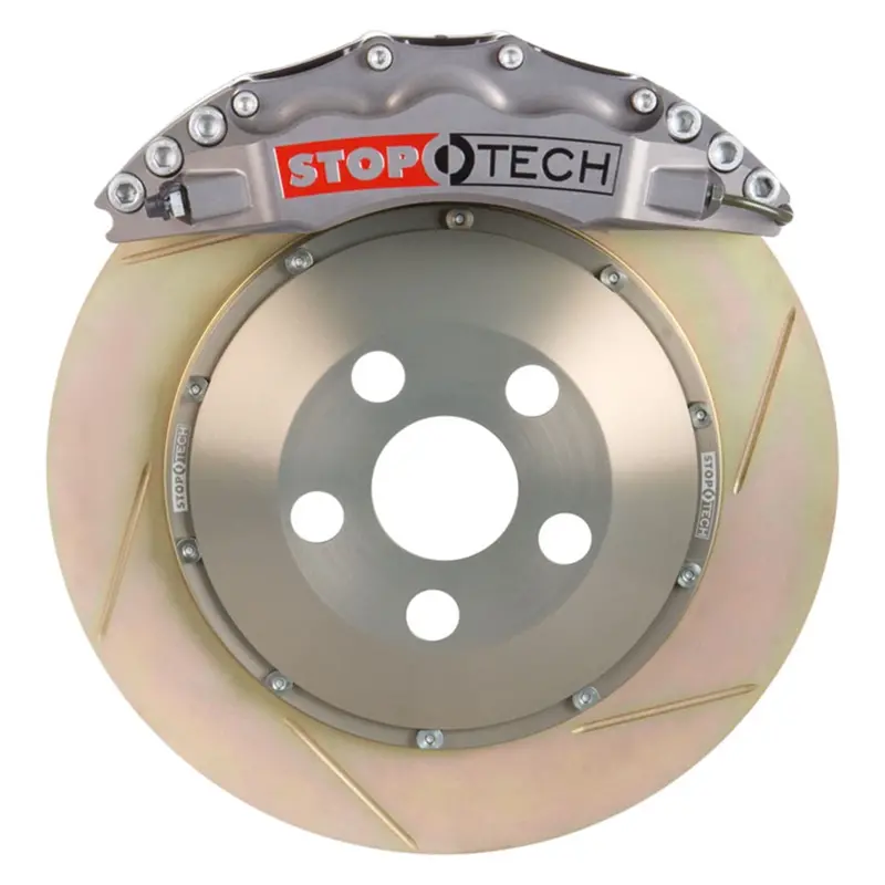 Stoptech Trophy Sport Front Brake Kit – Silver Calipers, Slotted Two-Piece Rotors 1