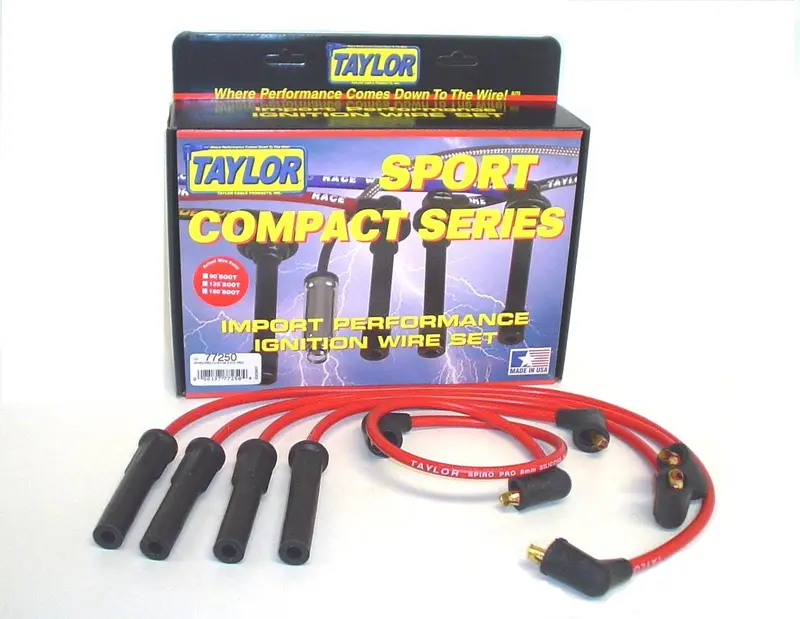Taylor Cable Spiro-Pro 8Mm Red Ignition Wire Set – 11.75-Inch Length With 180° Plug Boots 1